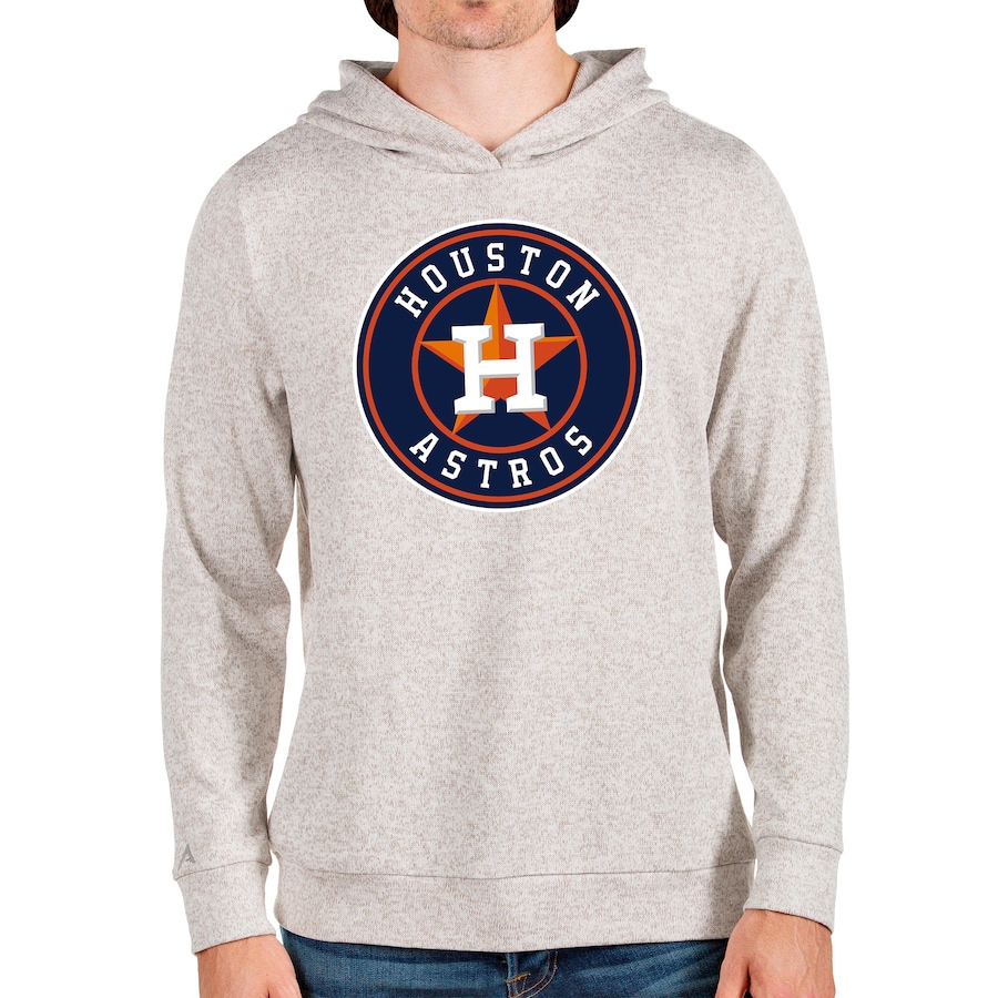 Men's Houston Astros Antigua Oatmeal Team Logo Absolute Pullover Hoodie