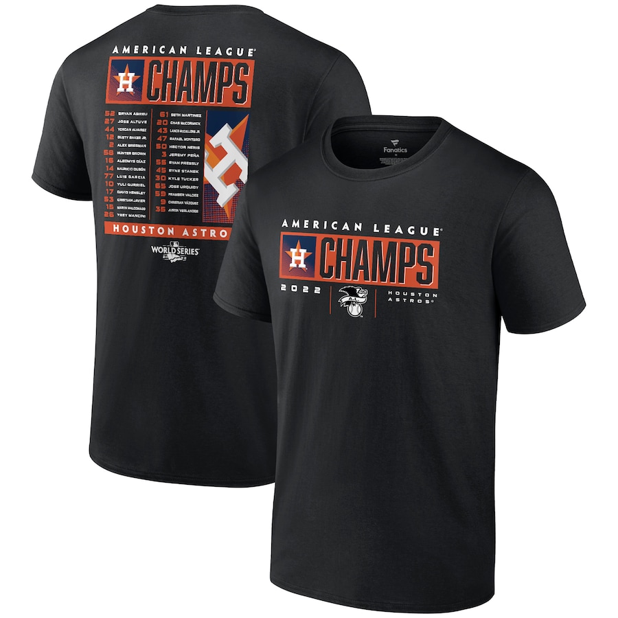 Men's Houston Astros Black 2022 American League Champions Roster T-Shirt