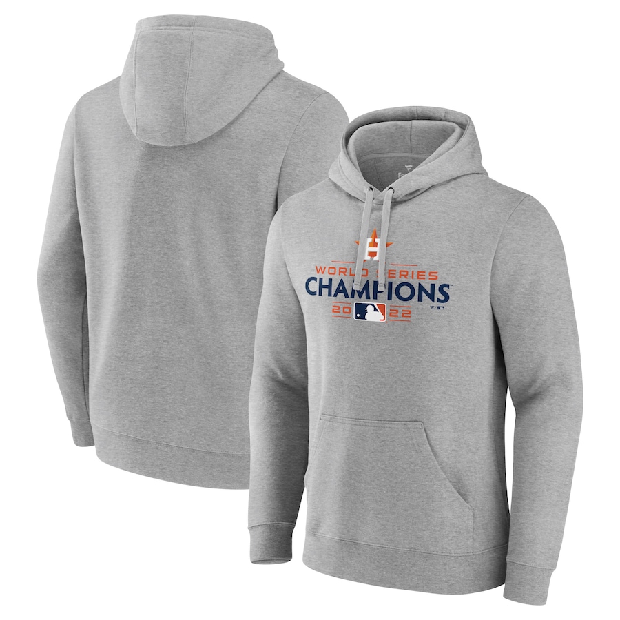 Men's Houston Astros Heather Gray 2022 World Series Champions Logo Pullover Sweatshirt Men's Houston Astros Heather Gray 2022 World Series Champions Logo Pullover Sweatshirt