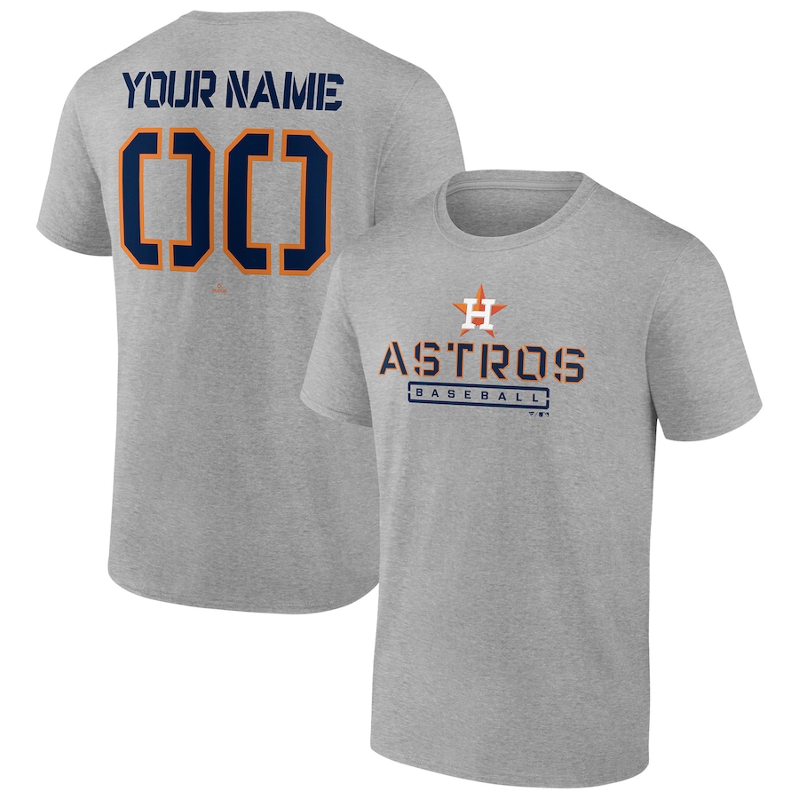 Men's Houston Astros Heather Gray Evanston Stencil Personalized T-Shirt