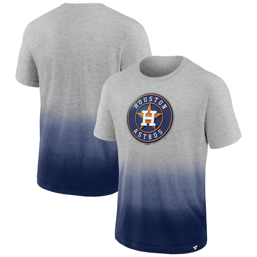 Men's Houston Astros Heathered Gray/Heathered Navy Iconic Team Ombre Dip-Dye T-Shirt