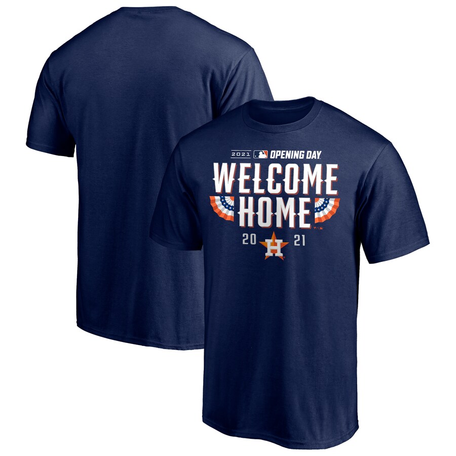 Men's Houston Astros Navy 2021 Opening Day T-Shirt Men's Houston Astros Navy 2021 Opening Day T-Shirt