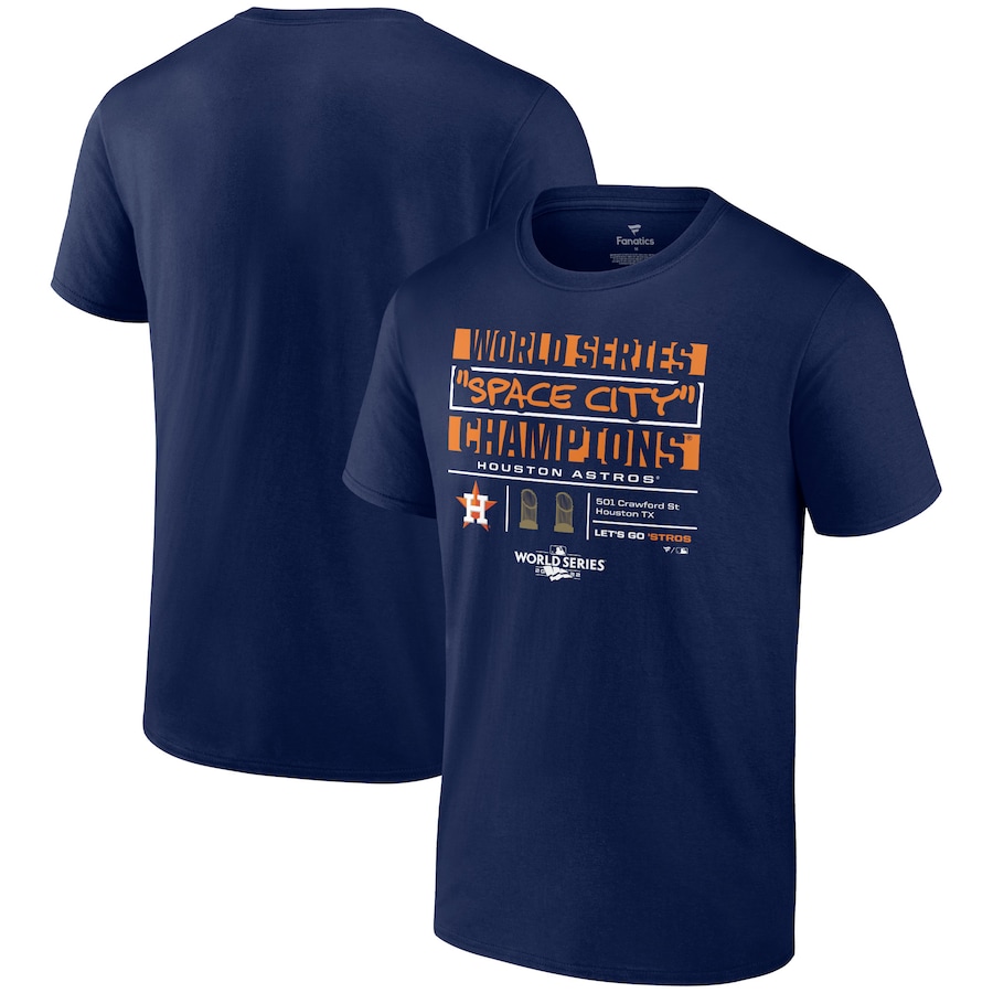 Men's Houston Astros Navy 2022 World Series Champions Hometown Indispensable T-Shirt Men's Houston Astros Navy 2022 World Series Champions Hometown Indispensable T-Shirt