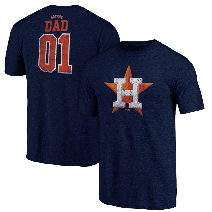 Men's Houston Astros Navy Greatest Dad Tri-Blend T-Shirt Men's Houston Astros Navy Greatest Dad Tri-Blend T-Shirt
