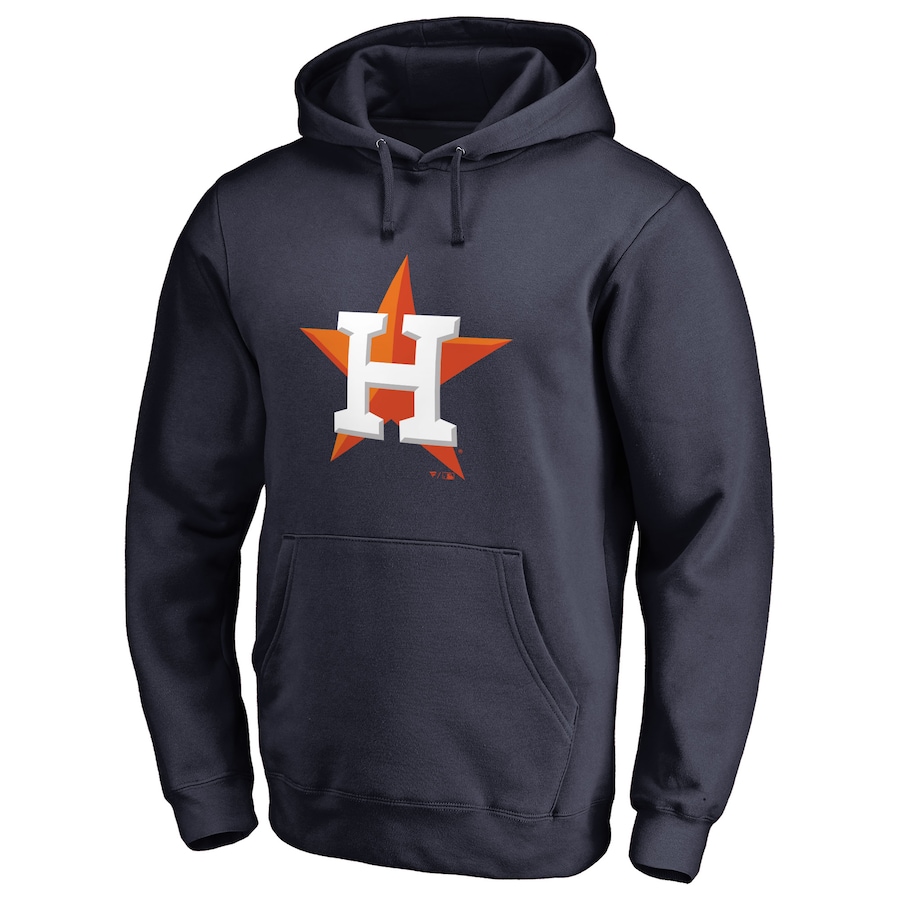 Men's Houston Astros Navy Official Logo Fitted Pullover Hoodie