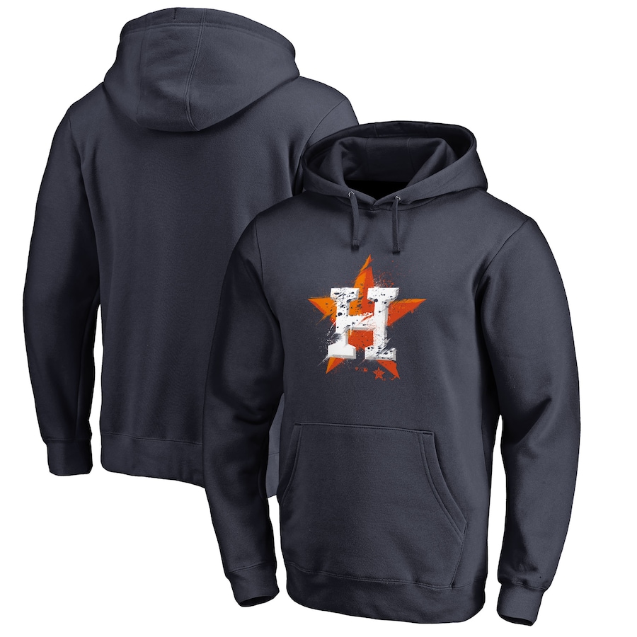 Men's Houston Astros Navy Splatter Logo Pullover Hoodie