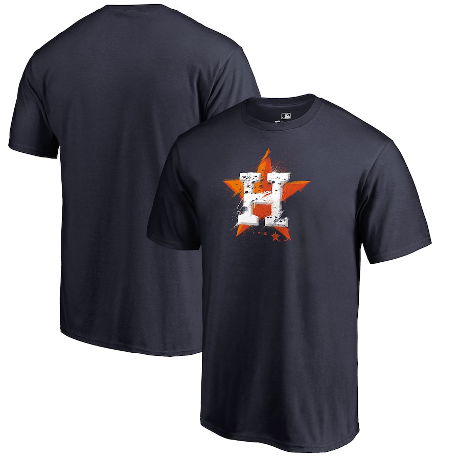 Men's Houston Astros Navy Splatter Logo T-Shirt Men's Houston Astros Navy Splatter Logo T-Shirt