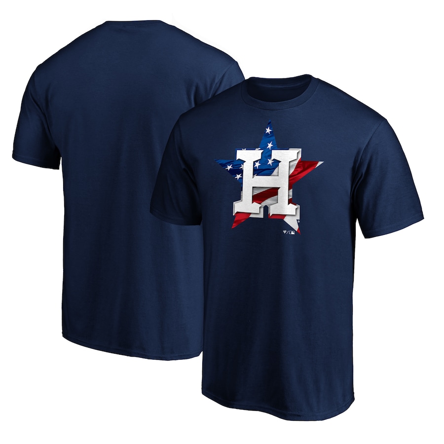 Men's Houston Astros Navy Team Banner Wave T-Shirt Men's Houston Astros Navy Team Banner Wave T-Shirt