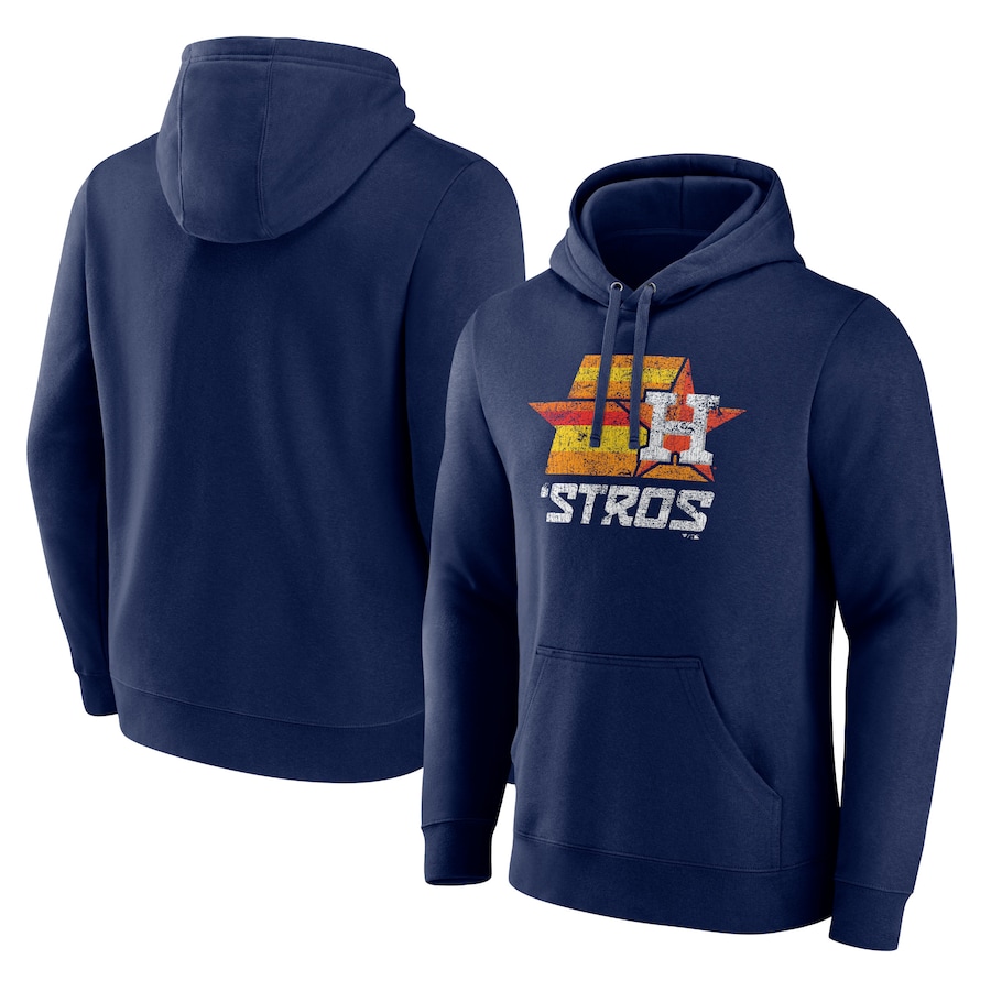 Men's Houston Astros Navy Team Throwback Stros Pullover Hoodie Men's Houston Astros Navy Team Throwback Stros Pullover Hoodie