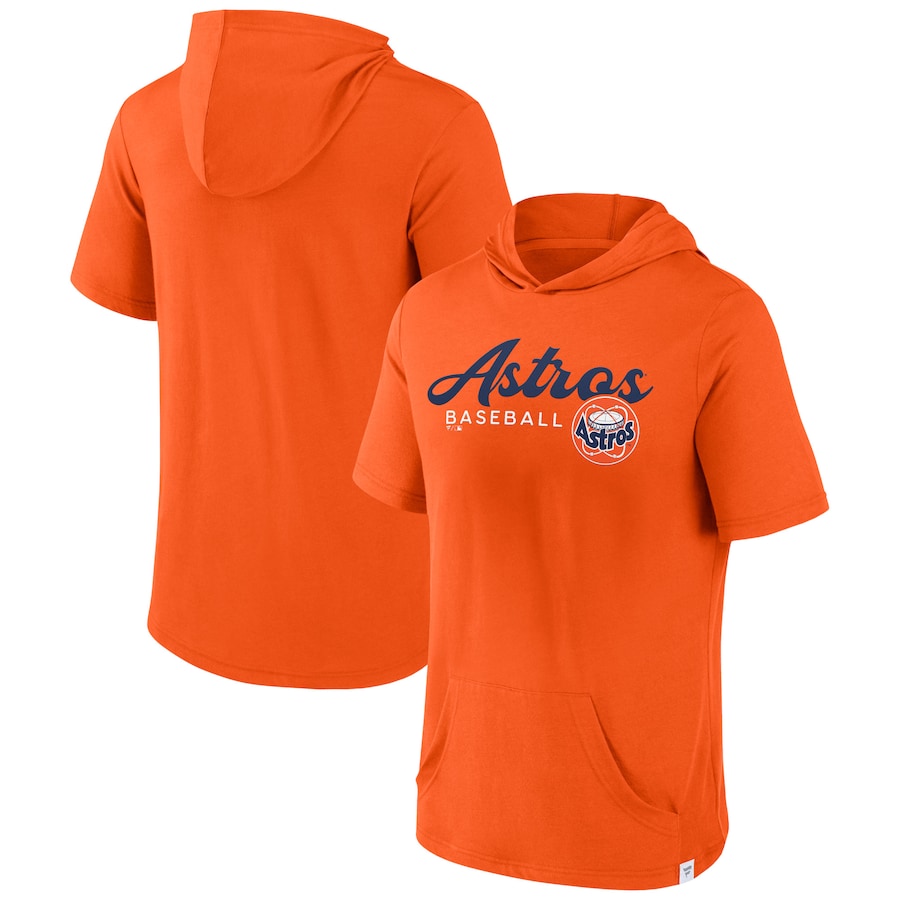 Men's Houston Astros Orange Offensive Strategy Short Sleeve Pullover Hoodie Men's Houston Astros Orange Offensive Strategy Short Sleeve Pullover Hoodie