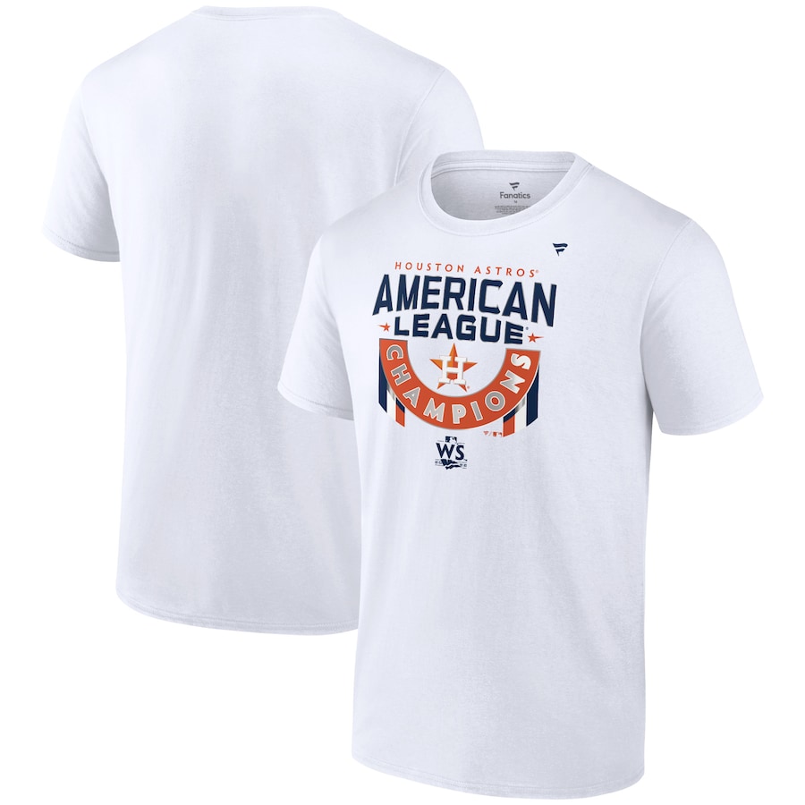 Men's Houston Astros White 2022 American League Champions Locker Room T-Shirt Men's Houston Astros White 2022 American League Champions Locker Room T-Shirt