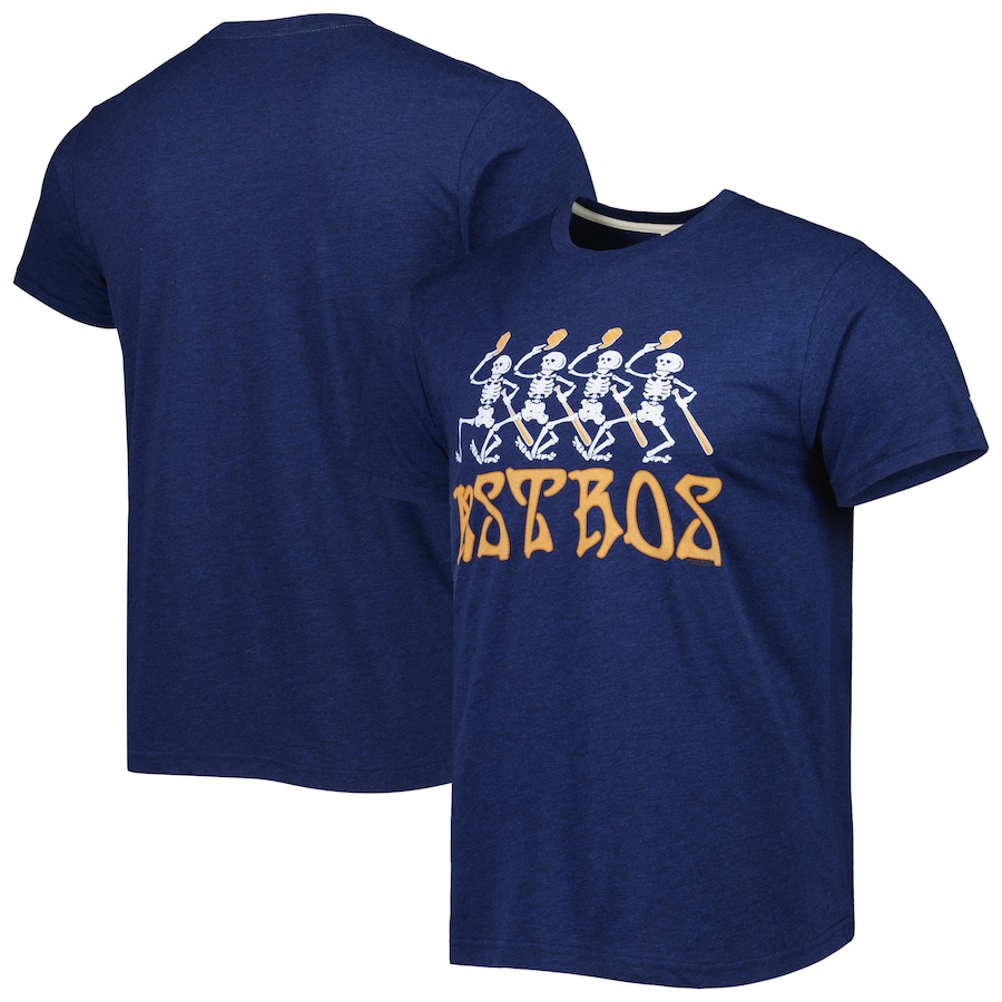 Men's Houston Astros Homage Navy Grateful Dead Tri-Blend T-Shirt