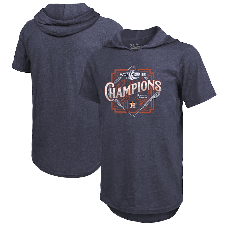 Men's Houston Astros Majestic Threads Navy 2022 World Series Champions Suspect Short Sleeve Hoodie T-Shirt Men's Houston Astros Majestic Threads Navy 2022 World Series Champions Suspect Short Sleeve Hoodie T-Shirt