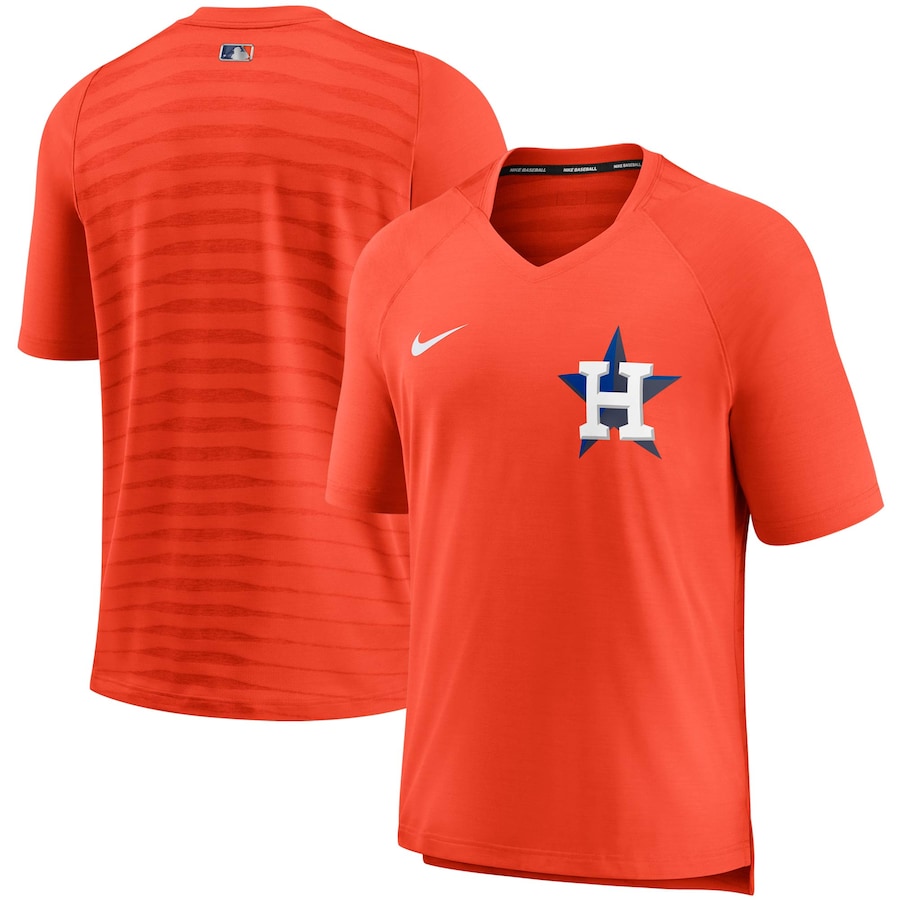 Men's Houston Astros Nike Orange Authentic Collection Pregame Performance V-Neck T-Shirt Men's Houston Astros Nike Orange Authentic Collection Pregame Performance V-Neck T-Shirt