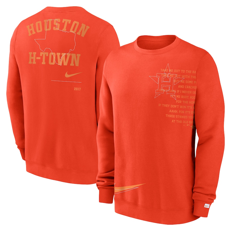 Men's Houston Astros Nike Orange Statement Ball Game Fleece Pullover Sweatshirt Men's Houston Astros Nike Orange Statement Ball Game Fleece Pullover Sweatshirt