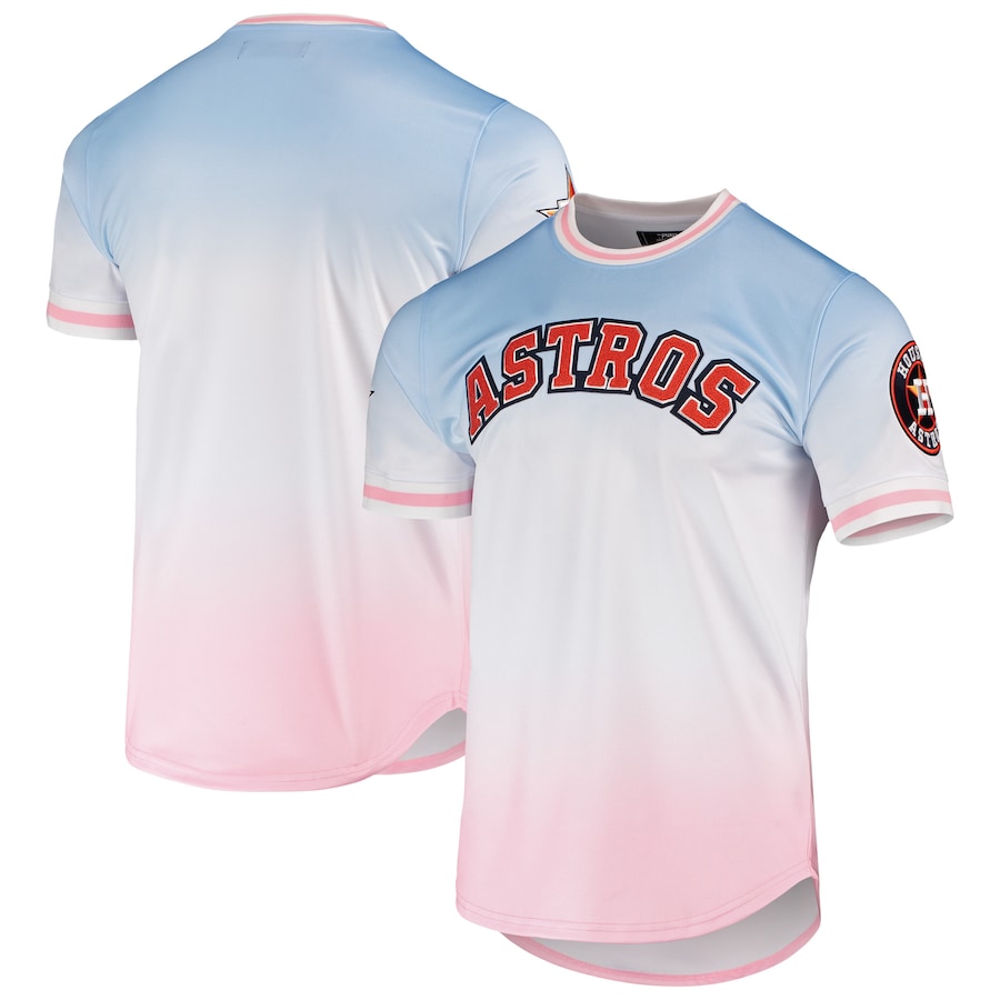 Men's Houston Astros Pro Standard Blue/Pink Ombre T-Shirt Men's Houston Astros Pro Standard Blue/Pink Ombre T-Shirt