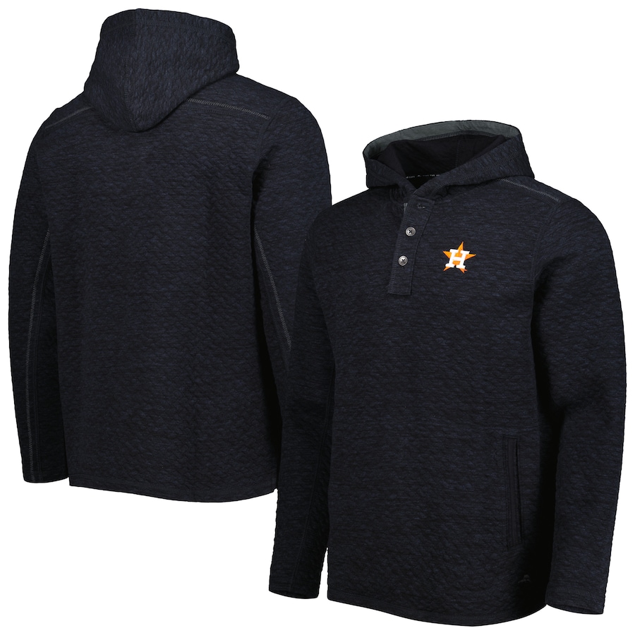 Men's Houston Astros Tommy Bahama Black Queensland Quilted Hoodie Men's Houston Astros Tommy Bahama Black Queensland Quilted Hoodie