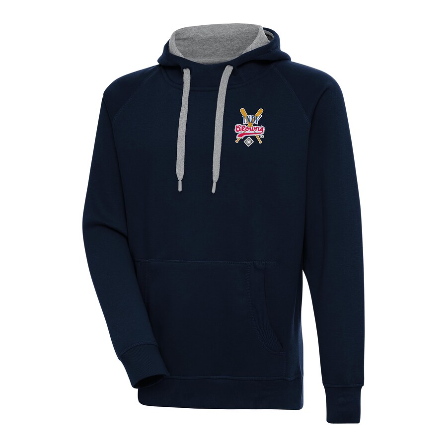 Men's Indianapolis Clowns Antigua Navy Victory Pullover Hoodie Men's Indianapolis Clowns Antigua Navy Victory Pullover Hoodie