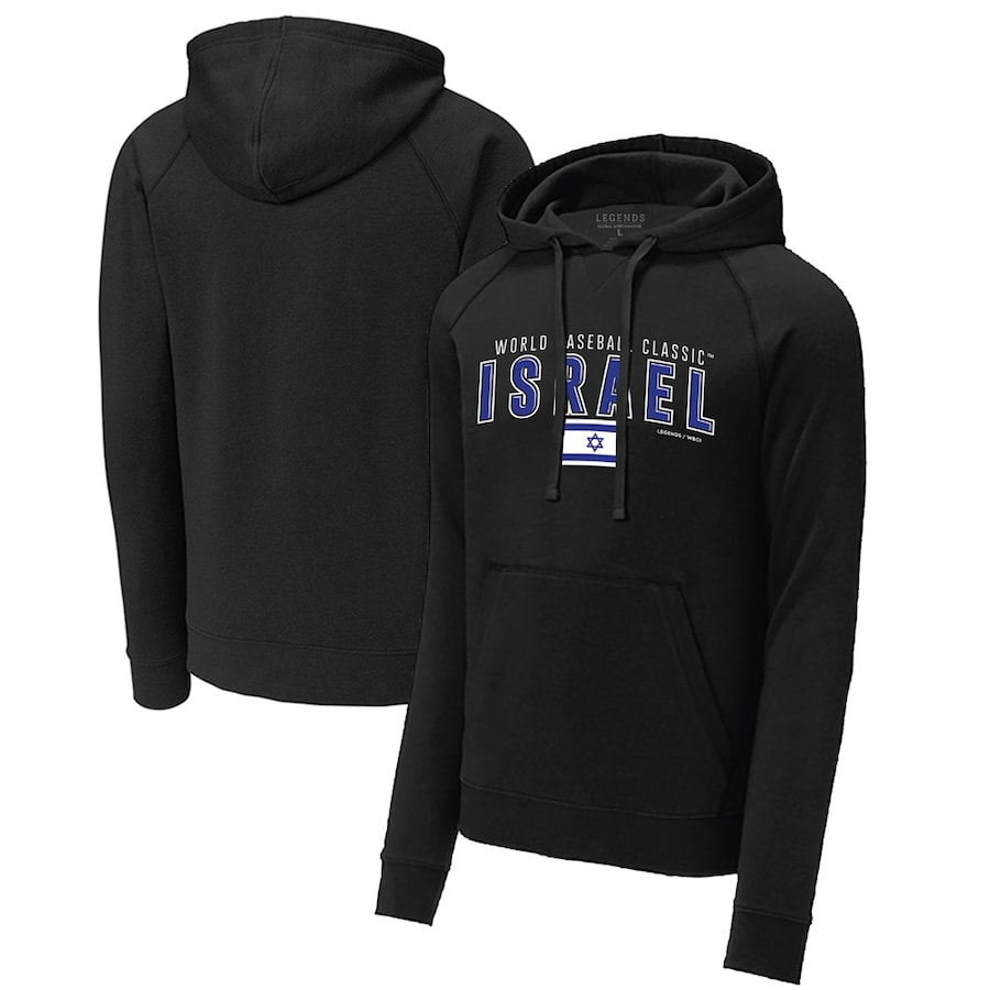 Men's Israel Baseball LEGENDS Black 2023 World Baseball Classic Country Pride Pullover Hoodie Men's Israel Baseball LEGENDS Black 2023 World Baseball Classic Country Pride Pullover Hoodie