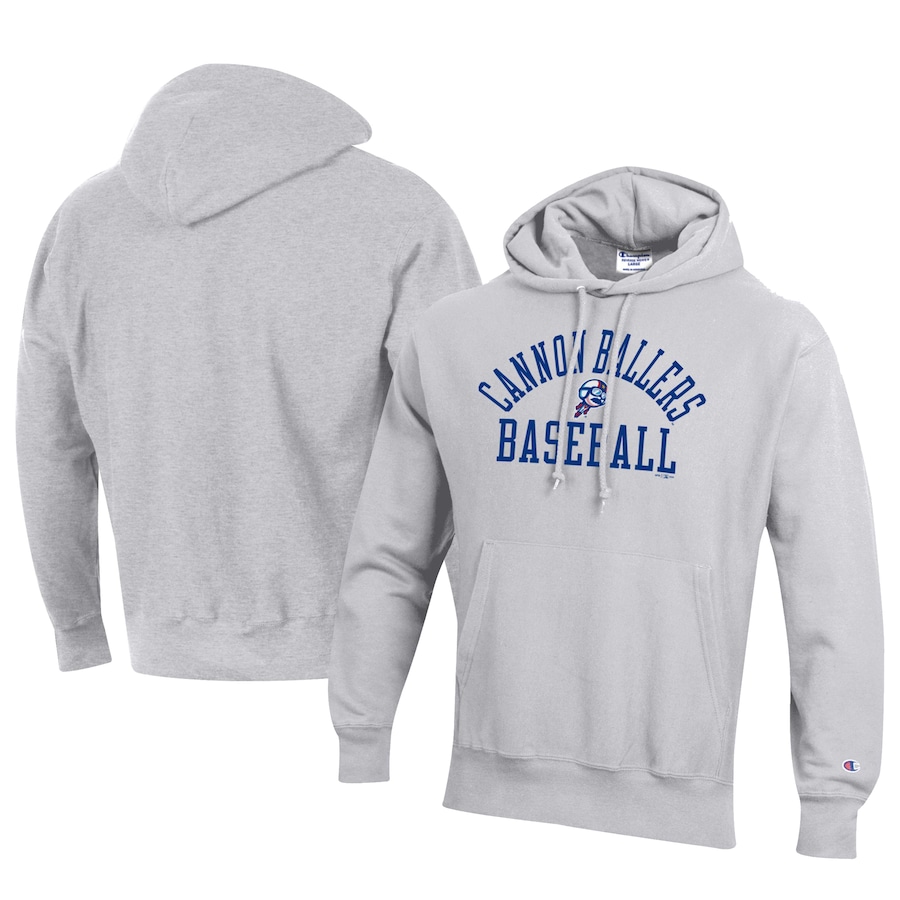Men's Kannapolis Cannon Ballers Champion Gray Baseball Reverse Weave Pullover Hoodie Men's Kannapolis Cannon Ballers Champion Gray Baseball Reverse Weave Pullover Hoodie