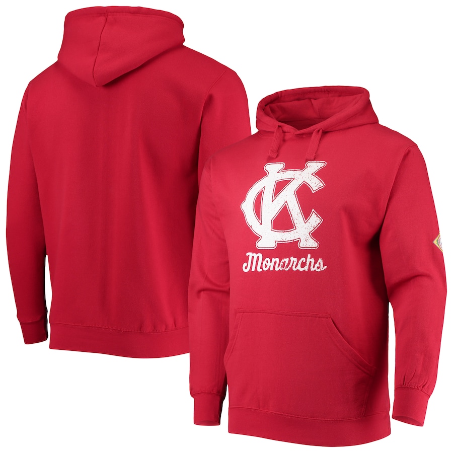 Men's Kansas City Monarchs Stitches Red Negro League Logo Pullover Hoodie