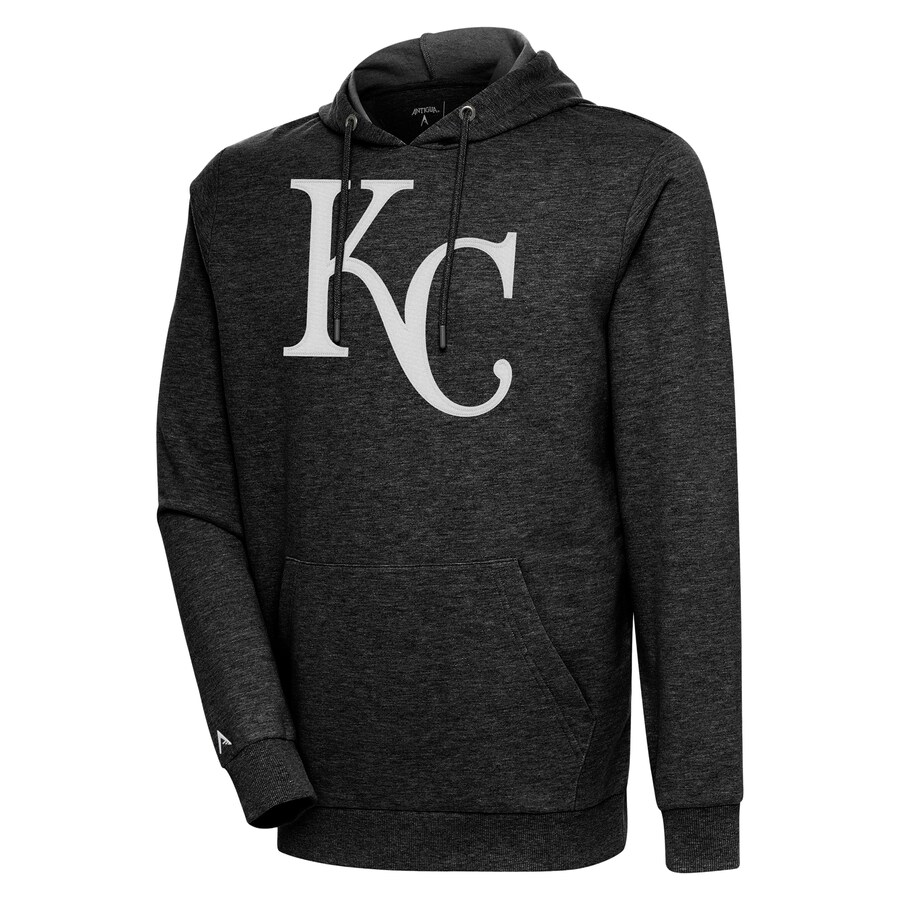 Men's Kansas City Royals Antigua Heather Black Action Pullover Hoodie
