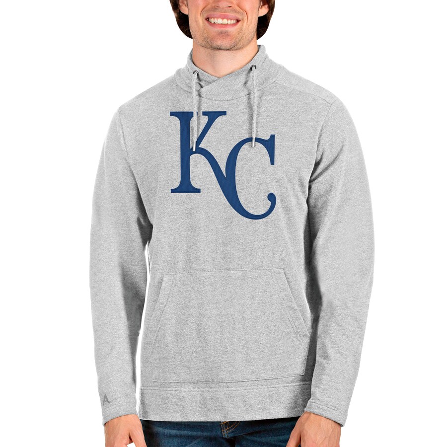 Men's Kansas City Royals Antigua Heathered Gray Reward Pullover Sweatshirt