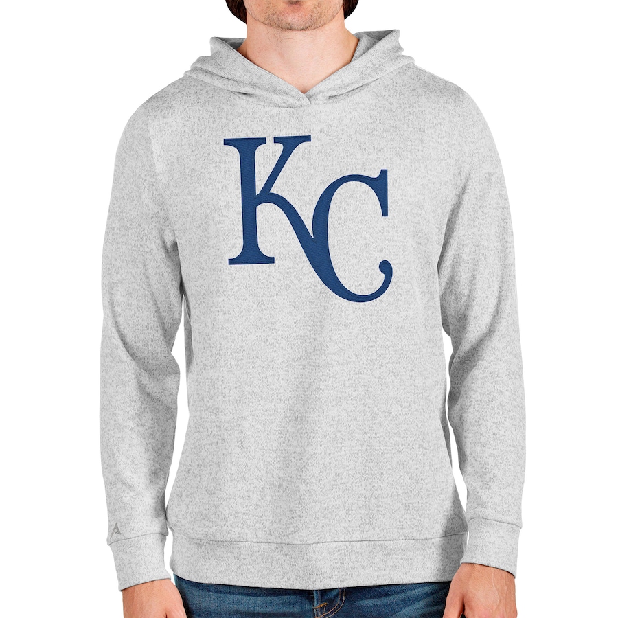 Men's Kansas City Royals Antigua Heathered Gray Team Logo Absolute Pullover Hoodie