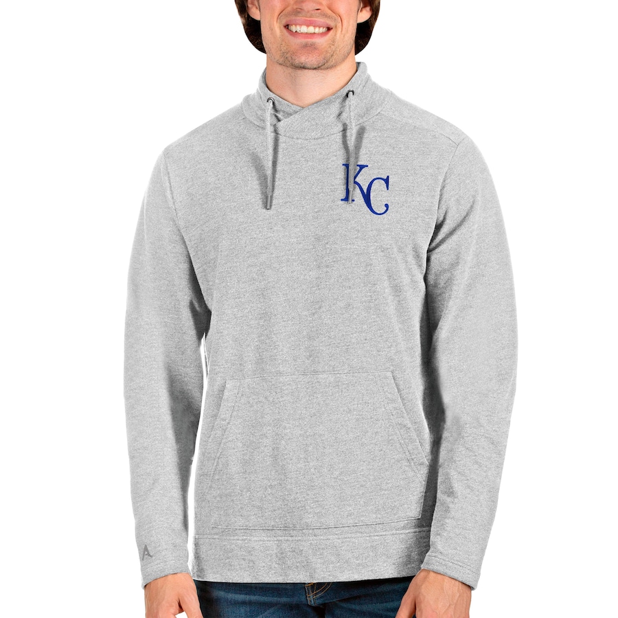 Men's Kansas City Royals Antigua Heathered Gray Team Reward Pullover Sweatshirt