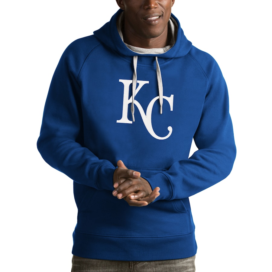 Men's Kansas City Royals Antigua Royal Victory Pullover Hoodie