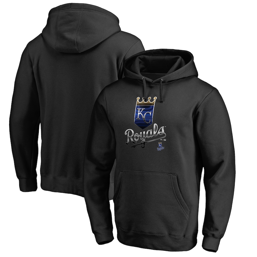 Men's Kansas City Royals Black Midnight Mascot Pullover Hoodie Men's Kansas City Royals Black Midnight Mascot Pullover Hoodie