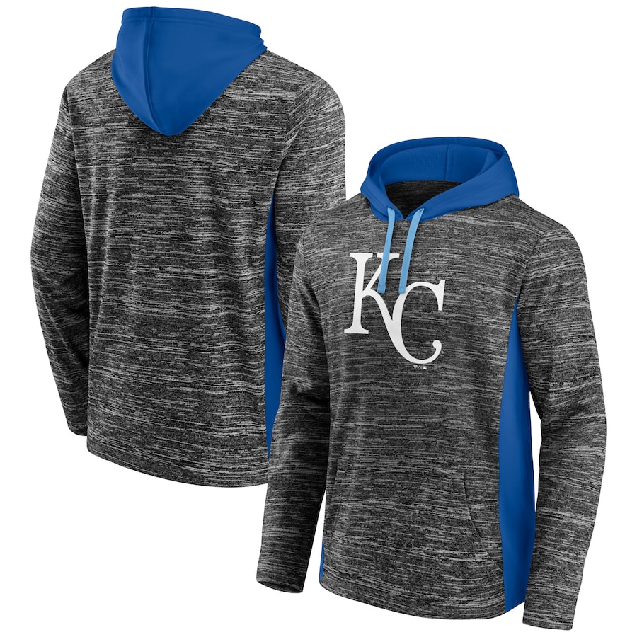 Men's Kansas City Royals Gray/Royal Instant Replay Color Block Pullover Hoodie