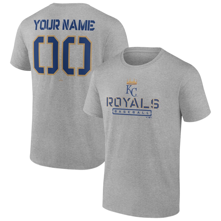 Men's Kansas City Royals Heather Gray Evanston Stencil Personalized T-Shirt