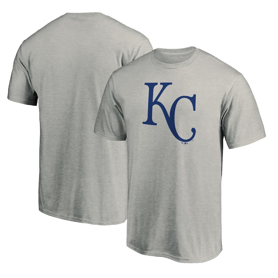 Men's Kansas City Royals Heathered Gray Official Team Logo T-Shirt Men's Kansas City Royals Heathered Gray Official Team Logo T-Shirt