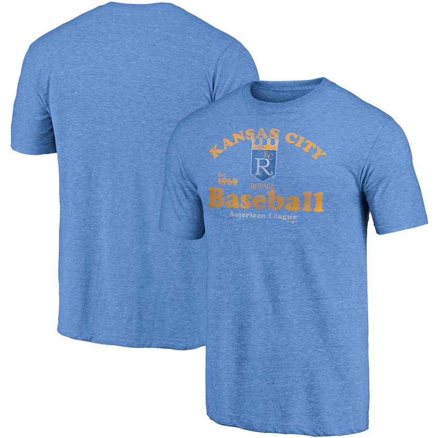 Men's Kansas City Royals Light Blue Cooperstown Collection True Classics Tri-Blend T-Shirt Men's Kansas City Royals Light Blue Cooperstown Collection True Classics Tri-Blend T-Shirt