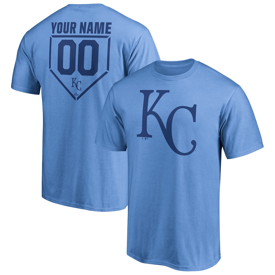 Men's Kansas City Royals Light Blue Personalized RBI Logo T-Shirt Men's Kansas City Royals Light Blue Personalized RBI Logo T-Shirt