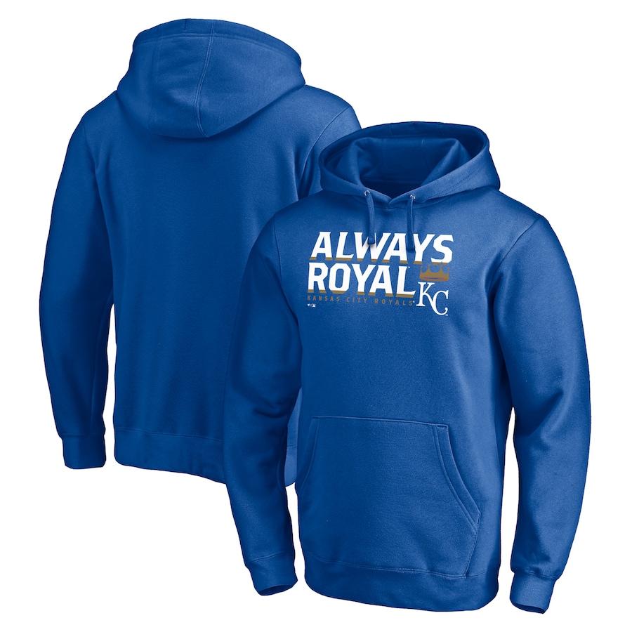 Men's Kansas City Royals Royal Always Team Fitted Pullover Hoodie Men's Kansas City Royals Royal Always Team Fitted Pullover Hoodie