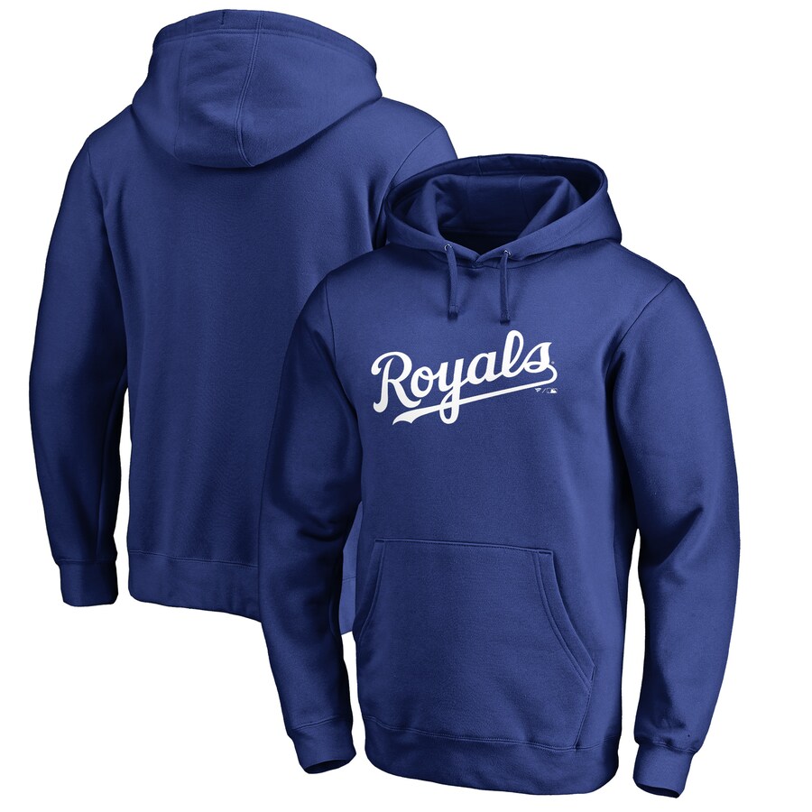 Men's Kansas City Royals Royal Official Wordmark Fitted Pullover Hoodie Men's Kansas City Royals Royal Official Wordmark Fitted Pullover Hoodie