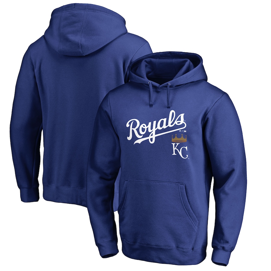 Men's Kansas City Royals Royal Team Lockup Fitted Pullover Hoodie Men's Kansas City Royals Royal Team Lockup Fitted Pullover Hoodie