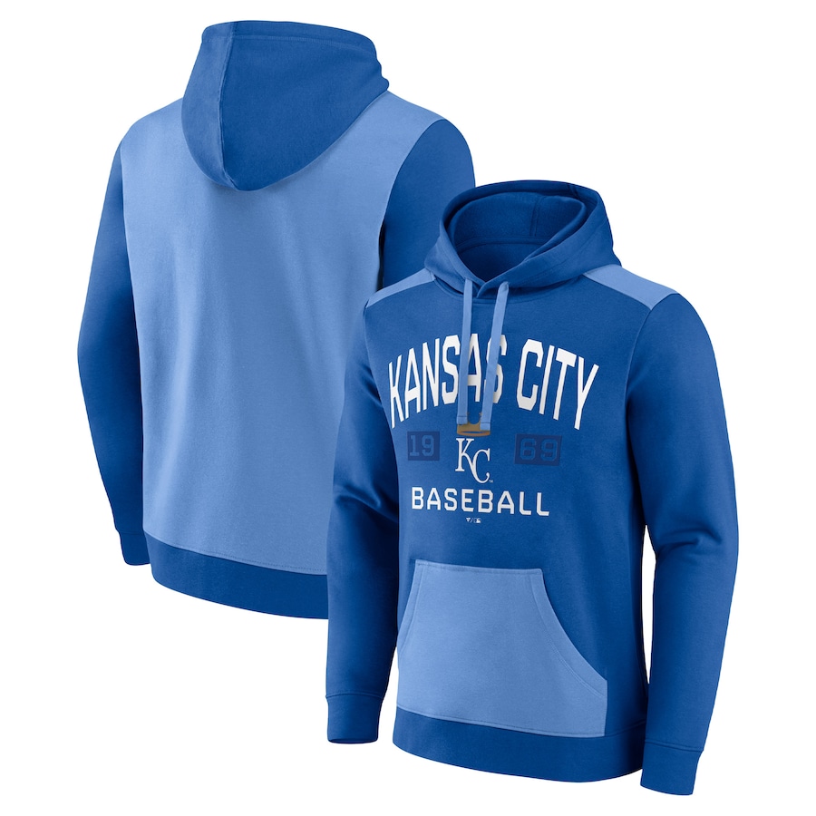 Men's Kansas City Royals Royal/Light Blue Chip In Pullover Hoodie Men's Kansas City Royals Royal/Light Blue Chip In Pullover Hoodie