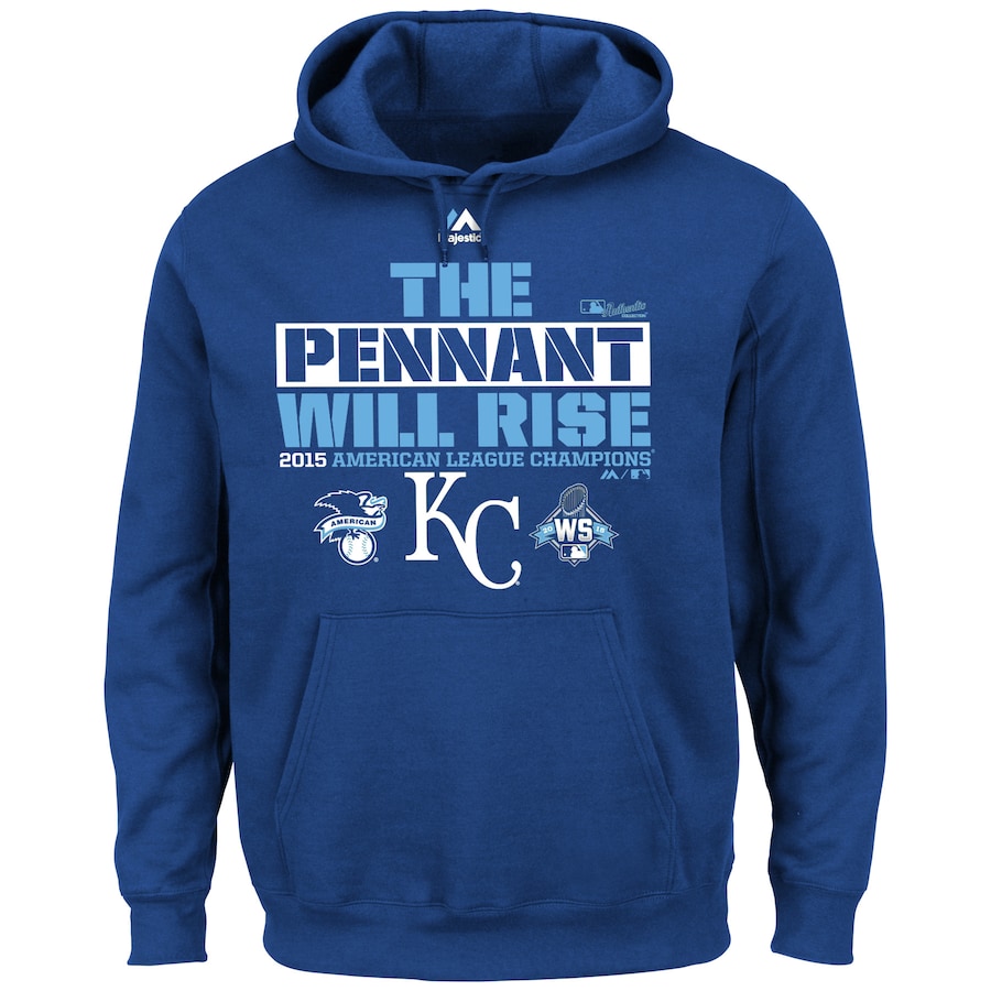 Men's Kansas City Royals Majestic Royal 2015 American League Champions Locker Room Pullover Hoodie Men's Kansas City Royals Majestic Royal 2015 American League Champions Locker Room Pullover Hoodie