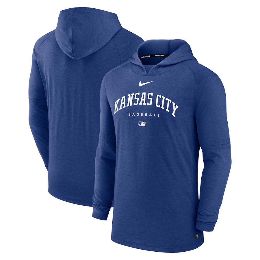 Men's Kansas City Royals Nike Heather Royal Authentic Collection Early Work Tri-Blend Performance Pullover Hoodie Men's Kansas City Royals Nike Heather Royal Authentic Collection Early Work Tri-Blend Performance Pullover Hoodie