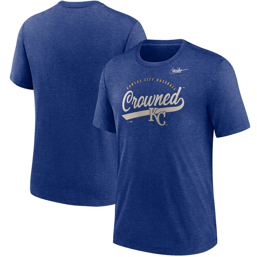 Men's Kansas City Royals Nike Heather Royal Cooperstown Nickname Tri-Blend T-Shirt Men's Kansas City Royals Nike Heather Royal Cooperstown Nickname Tri-Blend T-Shirt