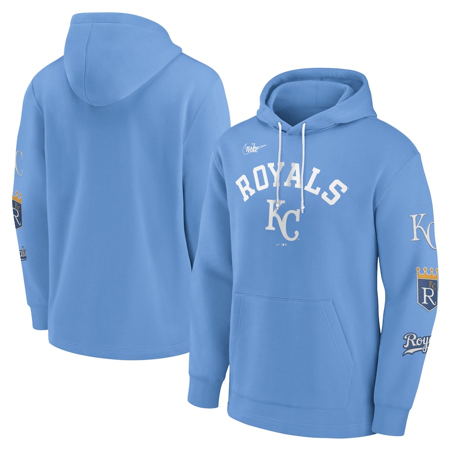 Men's Kansas City Royals Nike Light Blue Rewind Lefty Pullover Hoodie Men's Kansas City Royals Nike Light Blue Rewind Lefty Pullover Hoodie