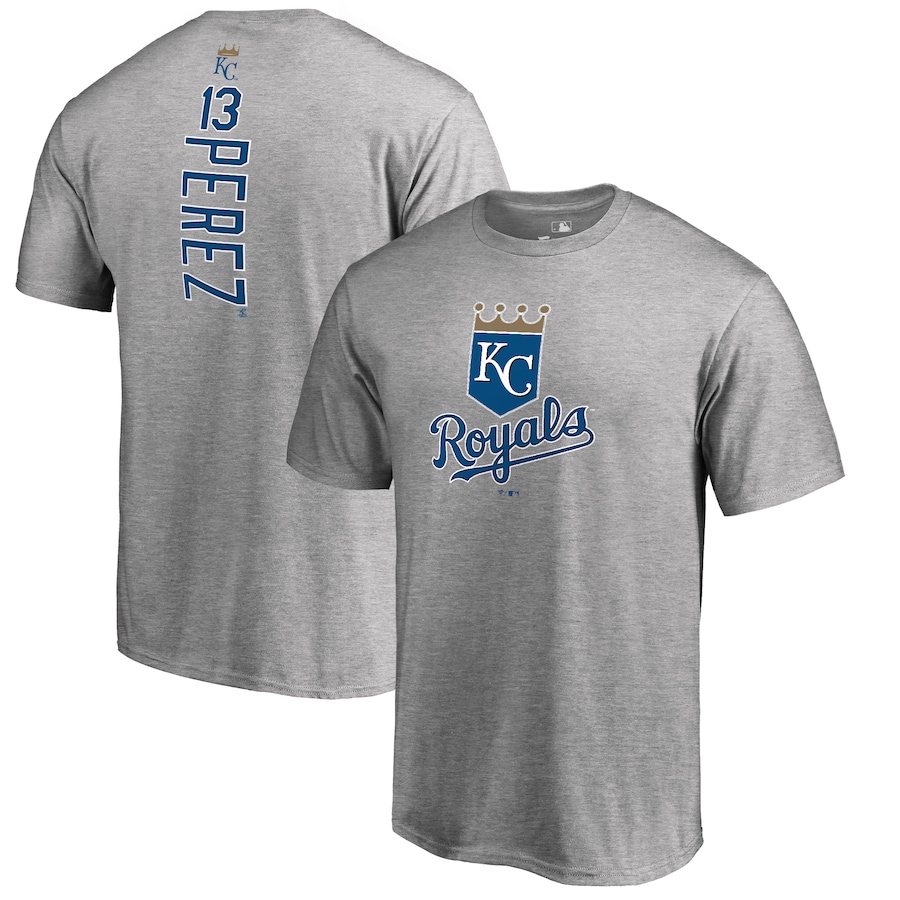 Men's Kansas City Royals Salvador Perez Ash Backer T-Shirt Men's Kansas City Royals Salvador Perez Ash Backer T-Shirt