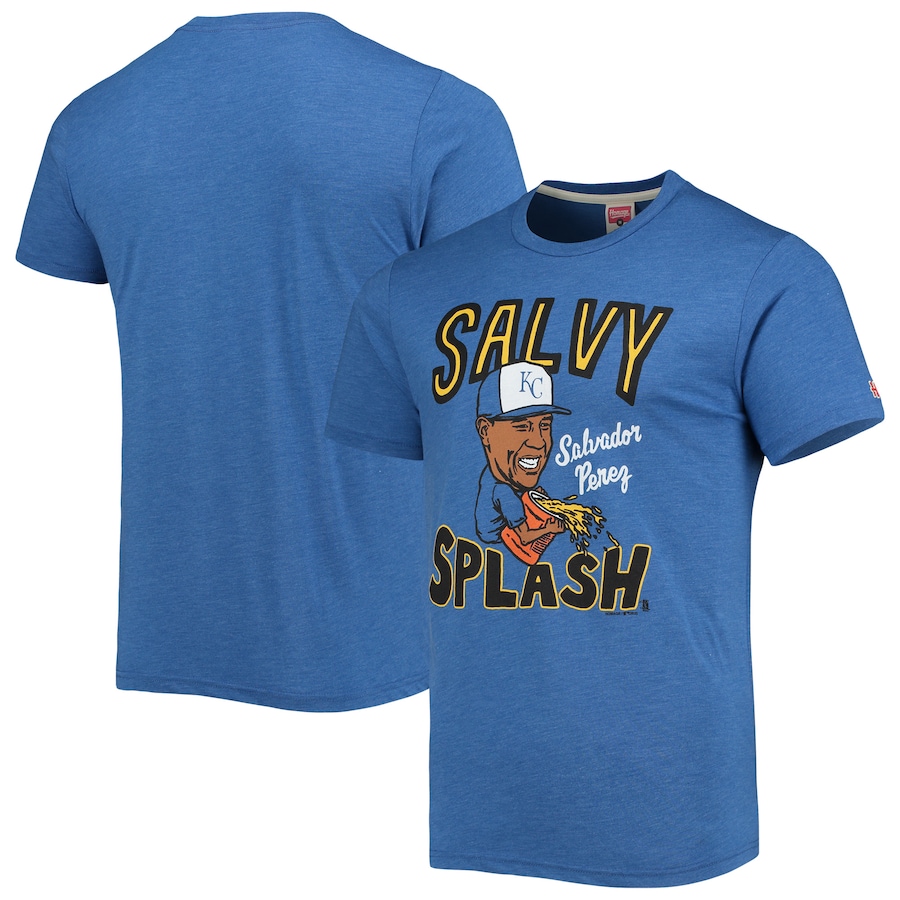 Men's Kansas City Royals Salvador Perez Homage Royal Caricature Tri-Blend T-Shirt Men's Kansas City Royals Salvador Perez Homage Royal Caricature Tri-Blend T-Shirt