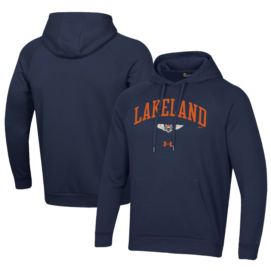 Men's Lakeland Flying Tigers Under Armour Navy All Day Fleece Pullover Hoodie