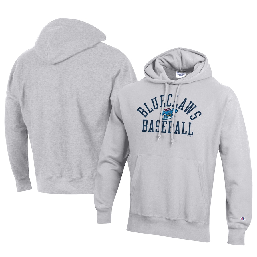 Men's Lakewood Blueclaws Champion Gray Baseball Reverse Weave Pullover Hoodie