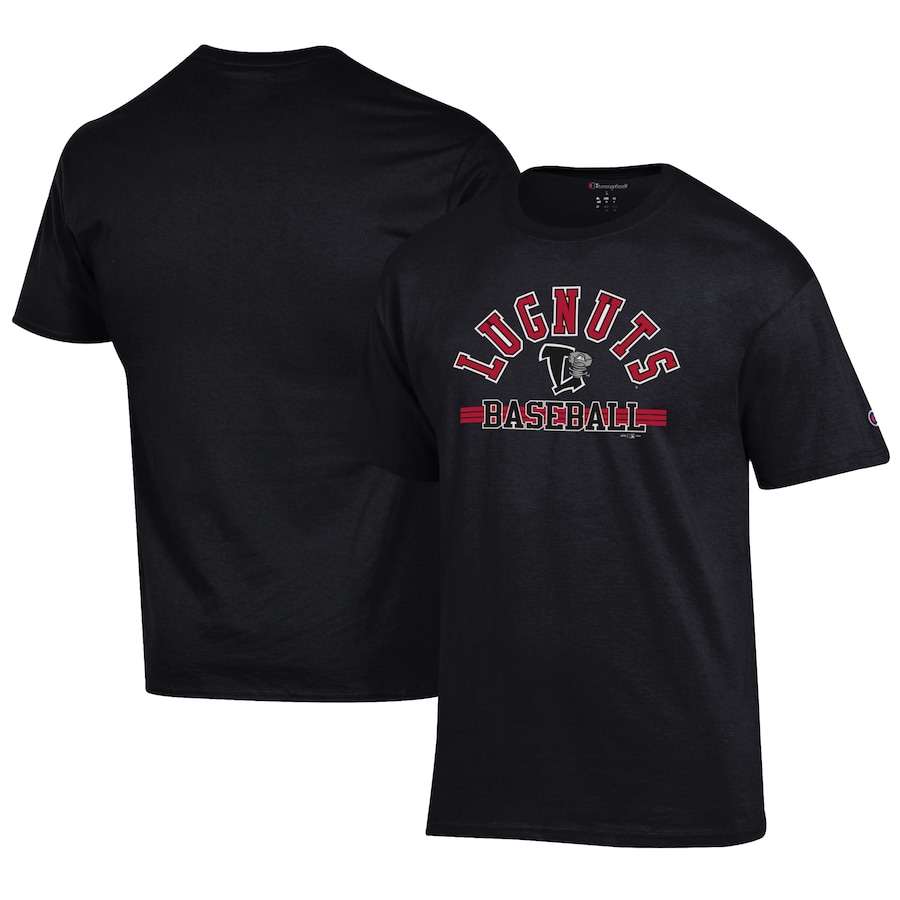 Men's Lansing Lugnuts Champion Black Logo Jersey T-Shirt