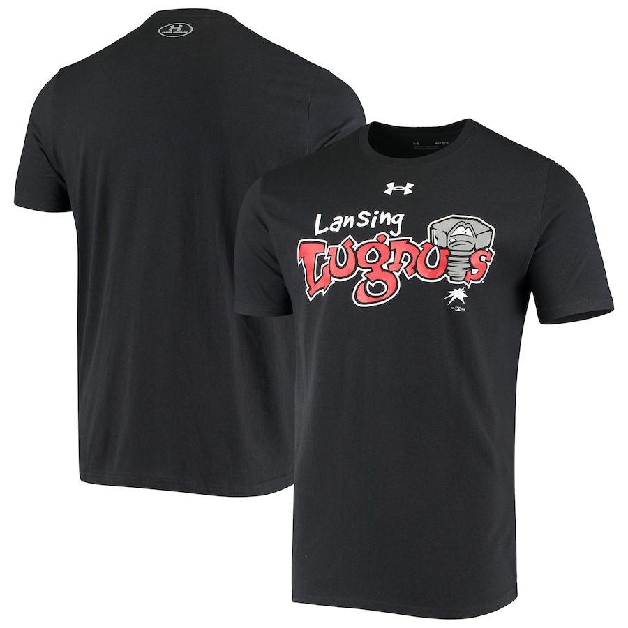 Men's Lansing Lugnuts Under Armour Black T-Shirt Men's Lansing Lugnuts Under Armour Black T-Shirt